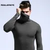 Elastic Cotton Mens Thermal Underwear Winter Turtleneck Tops Male Clothes T shirt XXXL Big size Man Long Sleeve Undershirt Men284R
