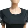 女性のフリルツーピースセットソリッドカラースウェットスーツ半袖Tシャツボディコンパンツファッション春服ジョギングスーツスリム衣装2563