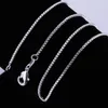 Ny 925 Sterling Silver Plated 2mm Box Chain Kvinnor Hummer Clasps Smooth Chain Statement Smycken Storlek 16 18 20 22 24 inches GC09