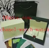 Gratis verzending 116713 116710 116719 116660 Mens Womens Green Watch Box Papers Kaart Portemonnee Geschenkdozen Handtas Mechanical Quartz Horloges Dozen