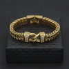 12 mm Hip Hop Titan Edelstahl vergoldet Franco Kette Armreif CNC Iced Out Diamant Armband Schmuck Geschenke für Männer zum Verkauf