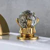 Crystal Handle Golden Waterfall Bathroom Faucet Deck Mount Widespread Bathroom Tub Sink Faucet Chrome Basin Mixer Tap8312462