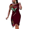 جديد أزياء فساتين الأفريقية للنساء مثير أكمام بازان الثراء أفريقيا طباعة القطن اللباس سيدة أنيقة حزب فساتين WY352