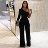Women's Jumpsuits & Rompers Solid Color Sexy One-shoulder Slim Fit Flared Pants Casual Jumpsuit Vacation Ladies Long Sleeve Jumpsuit1