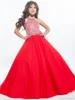 Rachel Allan 2019 Sparkly Girls Pageant Dresses for Teens Halter Tulle Floor Length Rhinestone Little Girls Prom Party Dresses