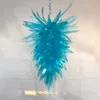 Luxuriöse blaue Pendelleuchten, LED-Unterputzleuchten, Wohnzimmer, Esszimmer, Art-Deco-Stil, moderner Glas-Kronleuchter im Murano-Stil