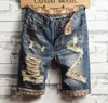 Zerrissene Denim-Shorts für Herren, Vintage-Mode, gewaschen, knielang, für den Sommer, Hip-Hop, kurze Hosen