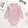 Baby Rompers Boys Solid Jumpsuits Long Sleeve Cotton Bodysuit Newborn Triangle Buttons Playsuit Casual Boutique Oneise Clim Clothes C6674