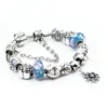 Bleu rose fleur Pan Dora Design Bracelets perles charmes bijoux pour femmes filles Antique Vintage argent cristal verre mode étoile bracelet chaud