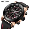 Megir luksusowa marka kwarcowa zegarek dla mężczyzn Big Dial Sport Men Watches Chronograph Nagar