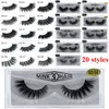 2023 3D Mink Eyelashes Eyelash 3D Eye Makeup Mink False Lashes mjuka naturliga tjocka falska ögonfransar fransar förlängningsskönhetsverktyg 20 stilar dhl gratis