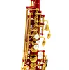 Vendita di sassofono soprano b lacca piatta rossa collo costruito in tipo musical strumenti musicali professionisti con accessori9921948