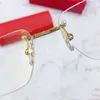 Ny moderamdesigner Optiska glasögon 0113 K Gold Square Frameless Retro Modern Business Style Unisex kan göra receptbelagda G6076839