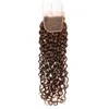 Toutes # 4 Brown brun malaisien humide et ondule des cheveux humains ondulés 4 bundles avec fermeture Chocolate Brown HEURS TEAVES TELFTS AVEC 4X4 LACE FRAT C