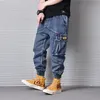 Herren-Jeans, japanische Vintage-Mode, Herren-Jeans, lockere Passform, mehrere Taschen, Denim-Cargo-Hose, Streetwear, Designer-Hip-Hop-Jeans, Men189M