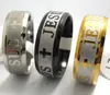 50 sztuk Złoto Czarny Srebrny Wytrawiony Jezus Ze Stali Nierdzewnej Krzyż Pierścionki Męskie Jakość Komfort Fit Fashion Rings Rings Hurtownie Gorąca Biżuteria