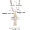 Gold Bling Rose Diamond Lovers Cross Pendant Necklace Iced Out Cubic Zirconia Hip Hop Rapper Sieraden Bijoux Cruzar Traverser For Men Women