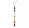 Silverfärg Sju Färg Sten Chakra Halsband Pendants Yoga Reiki Healing Balansering 7 Chakra Halsband Kvinnor Present