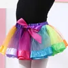 Styl w stylu Nowy Lato Dziewczynka Mulit Kolor Krótki Spódnica Dziewczyny Solidna Siatka Bow Krótkie Dresses Kids Party Dresses Dziecko Dancewear
