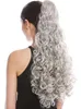 Extension de queue de cheval pour femmes, cheveux gris, chignon afro gris argenté ou bouffée bouclée, queue de cheval avec cordon de serrage, cheveux naturels, offre spéciale