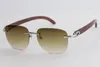 Yeni Moda Ahşap Güneş Gözlüğü Metal Altın Çerçeve Şeffaf Lens Gözlük Gözlük Çerçevesiz Tahta Güneş Gözlükleri ile Kutusu Kasa Erkek ve Kadın