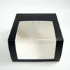 Envoltório presente preto caixa de dobramento Caixa de embalagem caixa de festa com janela de pvc