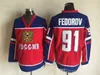 2002 Team Russia Hockey Jerseys Retro 8 ALEXANDER OVECHKIN 10 PAVEL BURE 91 SERGEI FEDOROV 27 ALEX KOVALEV 8 IGOR LARIONOV Rouge