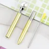 New Creative Metal Ballpoint Pen Black Ink Big Pearl Ballpoint Pens for School Stationery Office Supplies