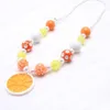 Fashion Lemon Pendant Kid Chunky Necklace Adjusted Rope Smaller Bubblegum Bead Chunky Necklace Jewelry For Girl Children