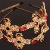 Diadema barroca de Pascua con gema grande, tocado con horquillas, Cruz delicada dorada de lujo, accesorios para el cabello