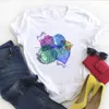 女性の絵を描くリバー旅行プリント半袖レディースサマーtティーメストップシャツ服tシャツレディースグラフィックTシャツ1
