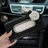 Camellia Crystal Rhinestone Car Sun Visor Tissue Box Holder Leather Flower Interior Paper Towel Storage Bag Accessories1