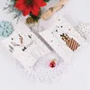 Geschenkpapier Weihnachten weiß einfach Wind Süßigkeiten Kekse Geschenk Kissenform Faltschachtel Bär Elch 3 Bäume Frohe Weihnachten Muster 14x10x2 8cm