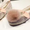 Gorąca sprzedaż-luksusowa moda damska diament mokasynowo-gommino ładowarki zima śnieg z wełny poślizg na Venonat trzymaj ciepłe buty
