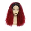 Andra modetillbehör Dark Roots Ombre Blonde Long Afro Kinky Curly Hair Glueless Synthetic spets Front Wigs Heat Resistant Fiber Hår för kvinnor