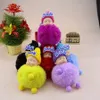 Cute Sleeping Baby Doll Keychain Pompom Rabbit Fur Ball Carabiner Key Chain Keyring Women Kids Key Holder Bag Pendant key Ring RRA2830-8