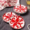 Classic Chinese Red Bone Kina Dinnerware Set Porslin Porslin Set Kaffe Set Keramiska Skålar Plattor Koppar och tallrik Housewarming Gift