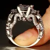 Luxus 925 Sterling Silber Princess-Cut Quadratischer Diamant Drei Side Stone Ring Ewig Engagement Ehering Ringe für Frauen Braut Schmuck Geschenk