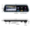 9.66 inch auto DVR Achteruitkijkspiegel Touchscreen 1080P Dual Camera Night Vision Video Recorder Autoristische Stream Media