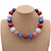 Girls Independence Day bead necklace 2pc set beaded necklace+bracelet stars and striped glitter patterns kids arylic jewelry sets