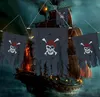 Shredded pirate flag Halloween party decorations props terror Ghost flag Halloween flag Hunted house Broken curtain Black festive supplies