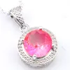 Ny Luckyshine 5 st Lot 1010 mm Rosa Hängsmycke Halsband Bicolored Tourmaline Women Silver Chain Pendant Halsband Party Holiday Gift