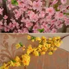 Artificial Cherry Spring Plum Peach Blossom Branch Silk Flower Tree For Wedding Party Decoration white red yellow color EEA447