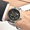 ファッションラグジュアリーブランドPagani Leather Tourbillon Automatic Watch Men Men Men Mechanical Steel Wristwatches Relogio Masculin260E