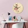 Holz-Wanduhr mit bedrucktem Bild, hübsches Mädchen, reloj de pared, Kinderzimmer, umweltfreundlich, leise, Horloge Y200109298f