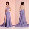 2020 mode avondjurken sexy spaghetti riemen kant applique split prom jurken op maat gemaakt backless sweep trein speciale gelegenheid jurk