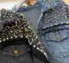 Sonbahar Yeni Moda Ağır Boncuk Yıkama Denim Ceket Kaban Kadın Gevşek Kısa Kovboy Mont Çivili Kot Jeans Ceketler Dış Giyim
