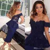 2019 Sheath Navy Blue Cocktail Sukienka Sexy Off The Ramię Suknia Wydarzenia Homecoming Party Dress Custom Made Plus Size