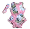 Barn kläder tjejer blommig blomma kostym baby sommar ins kläder sätter boutique tofs rompers huvudband onesies hårband outfits czyq4947