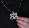 Weißgold-Totenkopf-999-Club-Anhänger-Halskette mit 60 cm langer Seilkette. HOCHWERTIGER Hip-Hop-Schmuck mit Zirkonia, 318 W